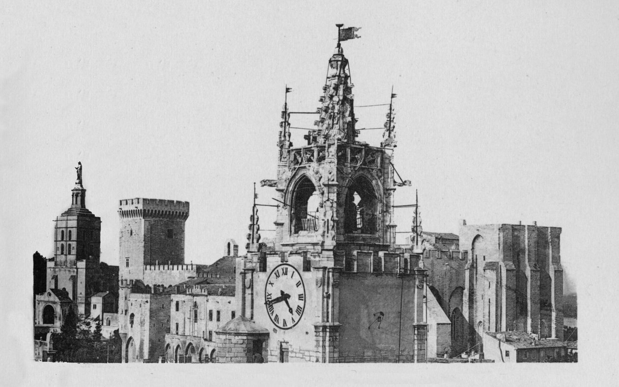 Avignon – The Jacquemart Tower, kostel Notre-Dame of Doms a papežský palác, c1925 od Unbekannt