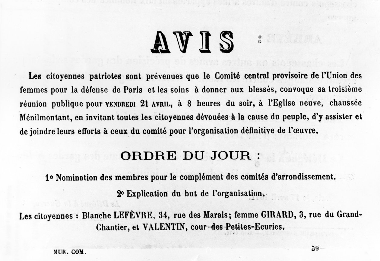 Avis, z francouzských politických plakátů Pařížské komuny, květen 1871 od Unbekannt