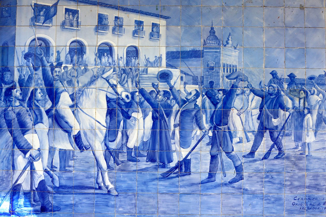 Mozaika Azulejo zobrazující lidi z Cachoeira jásající prince Pedra, který dovedl Brazílii k nezávislosti, Cachoeira, Brazílie od Unbekannt