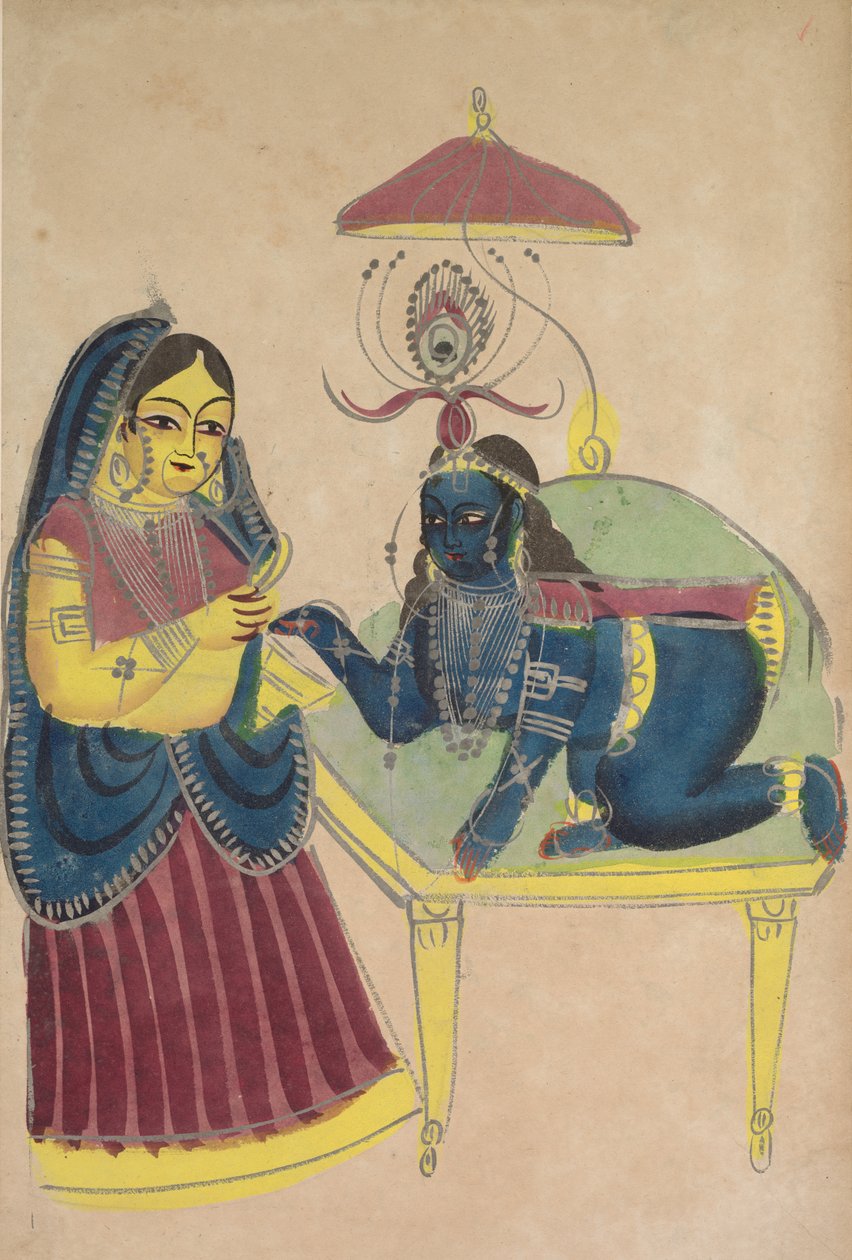 Dítě Krišna žádá máslo z Yashoda, 1800s. od Unbekannt