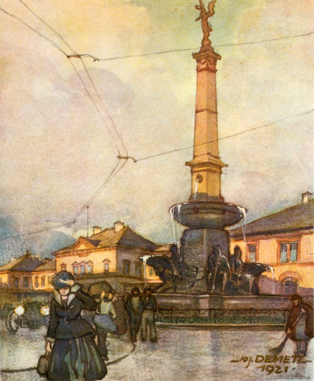 Vlakové nádraží s fontánou sjednocení, nádraží s fontánou sjednocení, c1929. od Unbekannt