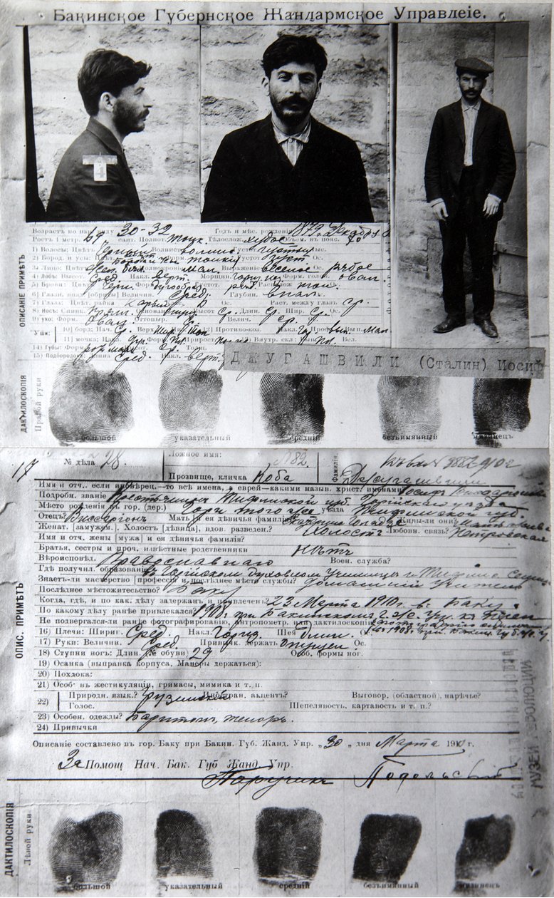 Baku Policejní podoba politického zločince J Jugašvili Stalina, 1910 od Unbekannt