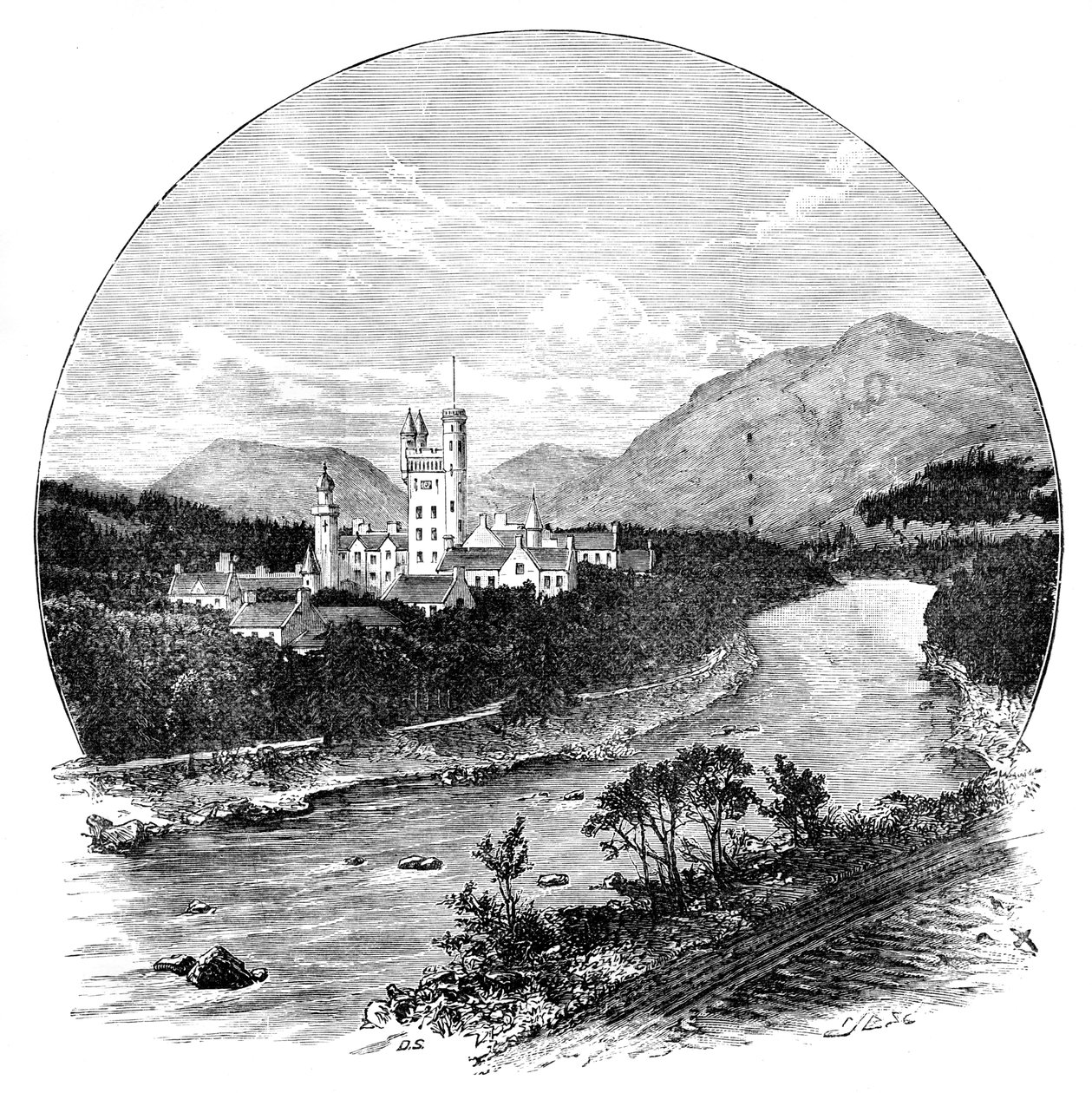 Hrad Balmoral a řeka Dee, Skotsko, c1888 od Unbekannt