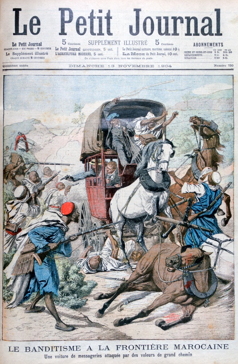 Bandité útočící na poštovní autobus na marocké hranici, 1904 od Unbekannt
