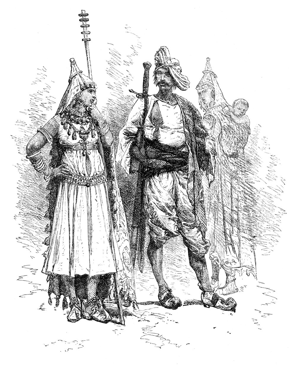 Banjari muži a ženy, Orissa, Indie, 1895 od Unbekannt