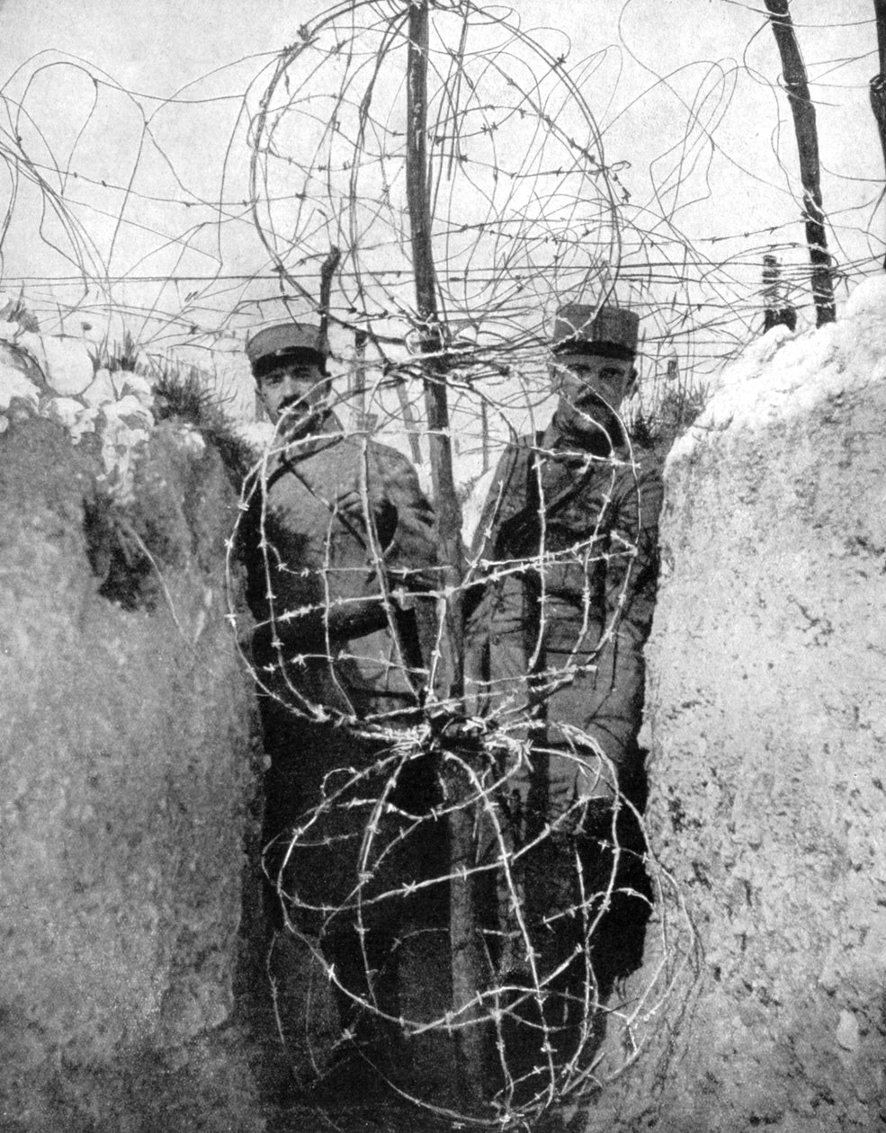 Ostnatý drát obklopující francouzský příkop, první světová válka, 1915 od Unbekannt