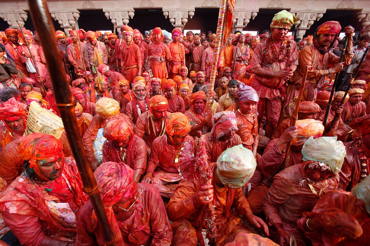 Vesničané z Barsany slaví Holi v Nandgaon Nandgaon Nande od Unbekannt