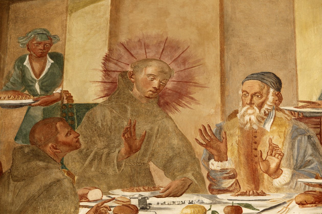 Bazilika Santa Caterina, Galatina, Apulie Freska v ambitu Maloval BrJoseph z Gravina v roce 1696, Galatina, Itálie od Unbekannt