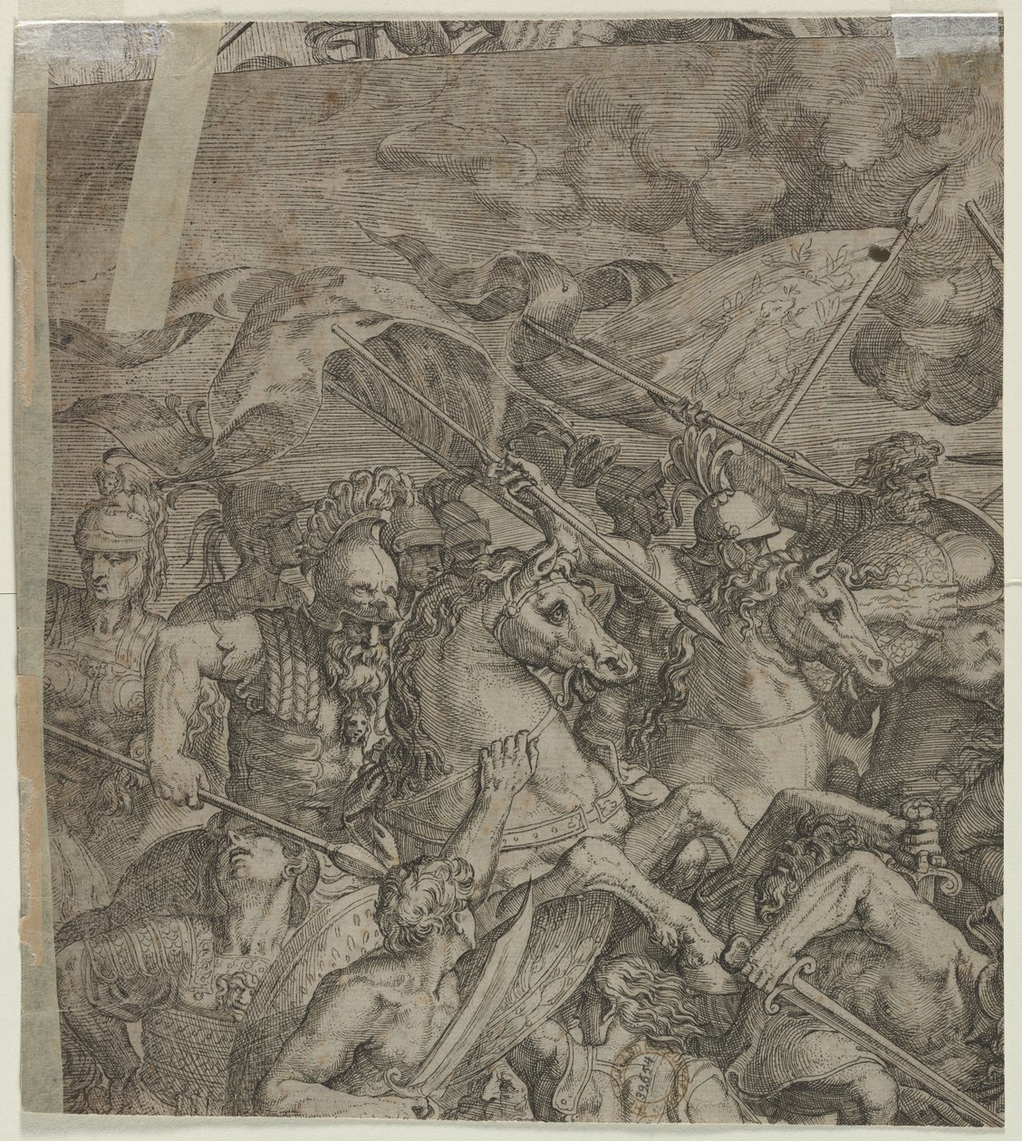 Bitva u Milvijského mostu fragment verso, 1500s. od Unbekannt