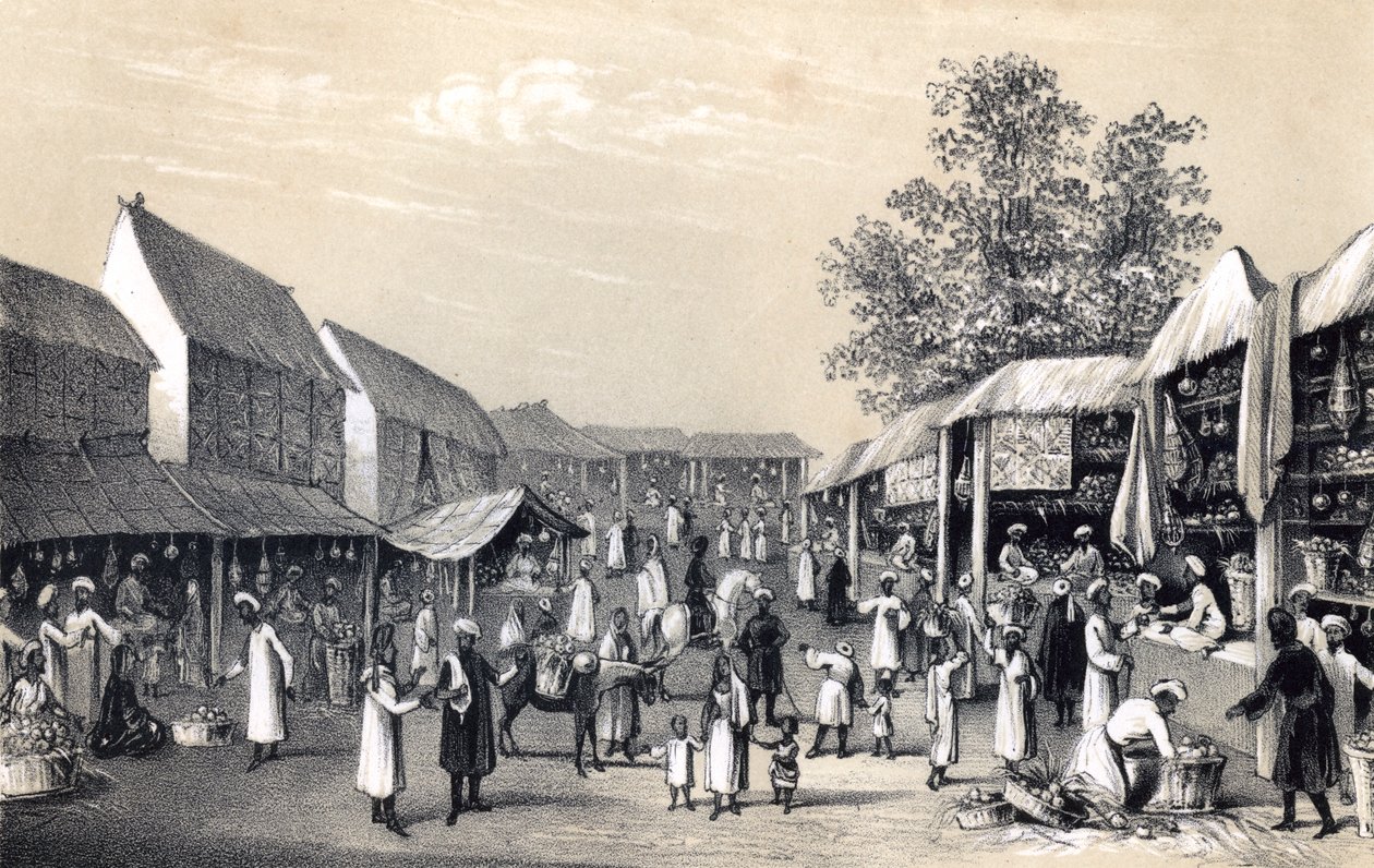 Bazar v Kábulu, v sezóně ovoce, 1847 od Unbekannt