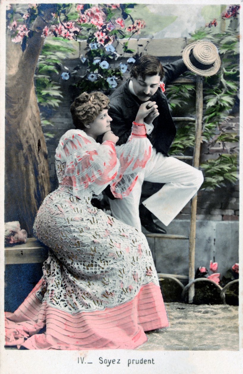Buďte opatrní, vintage francouzská pohlednice, c1900 od Unbekannt