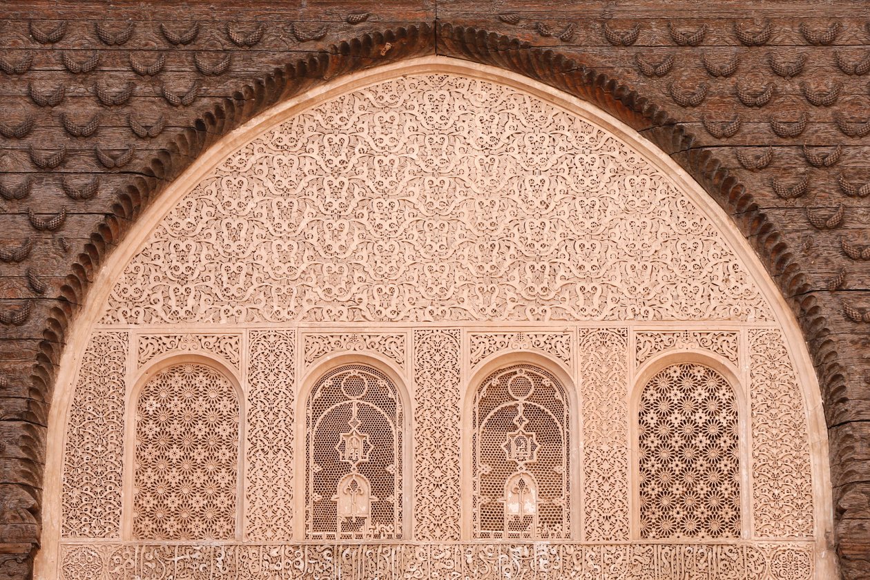 Ben Youssef Medersa je největší Medersa v Maroku, původně náboženská škola založená pod Abou el Hassanem, Marrakech, Maroko od Unbekannt
