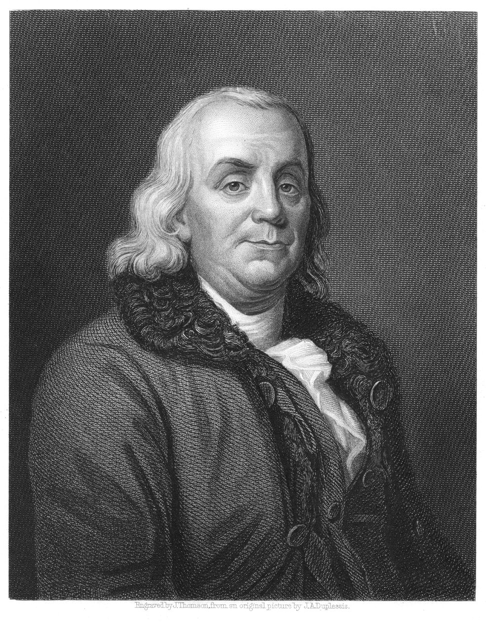 Benjamin Franklin, americký vědec, vynálezce a státník 18. století, 1835 od Unbekannt