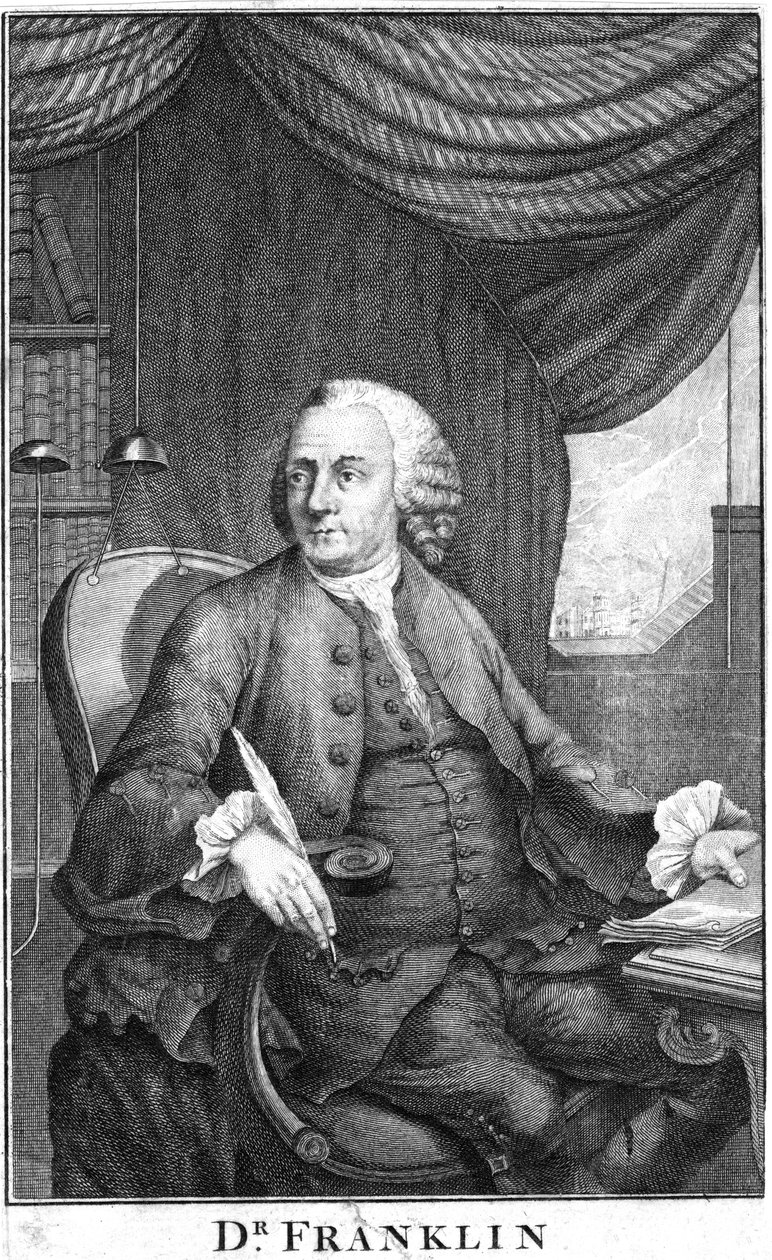 Benjamin Franklin, americký vědec, vynálezce a státník, konec 18. století od Unbekannt