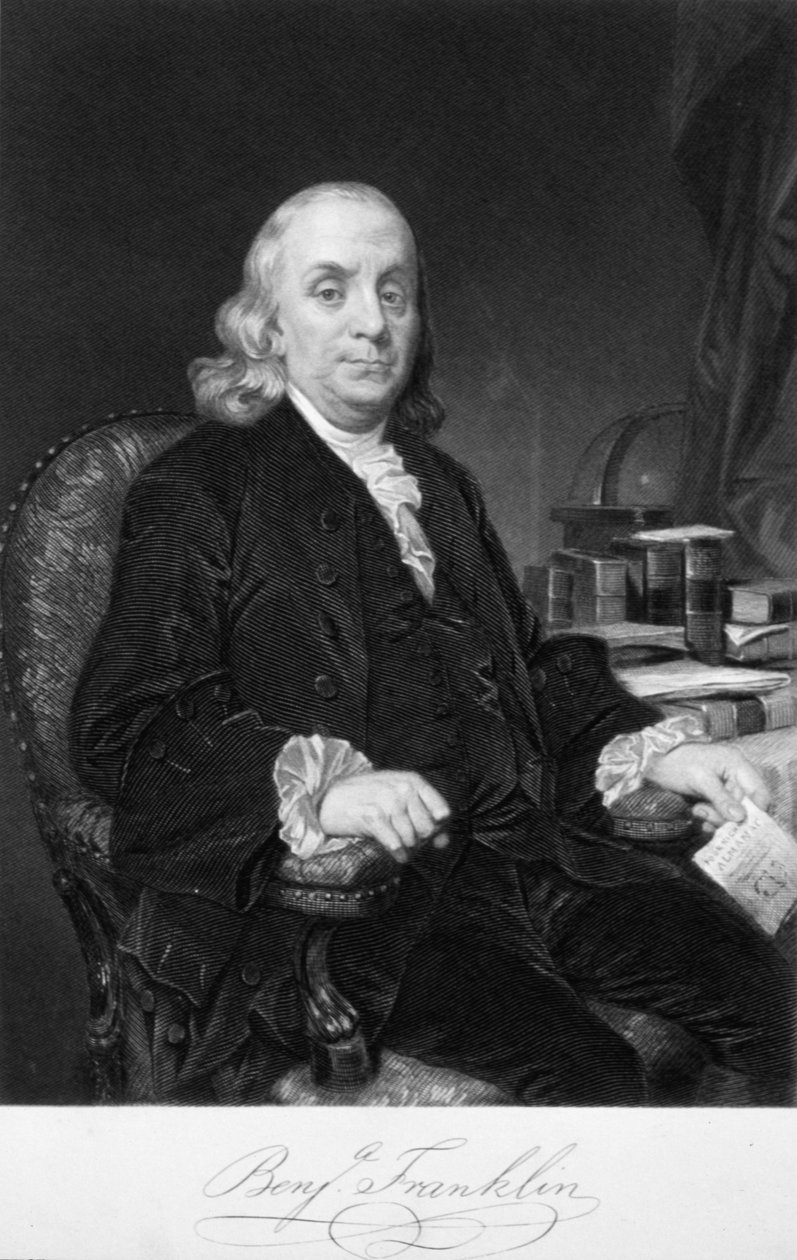Benjamin Franklin, americký vědec, vynálezce a státník, konec 18. století od Unbekannt