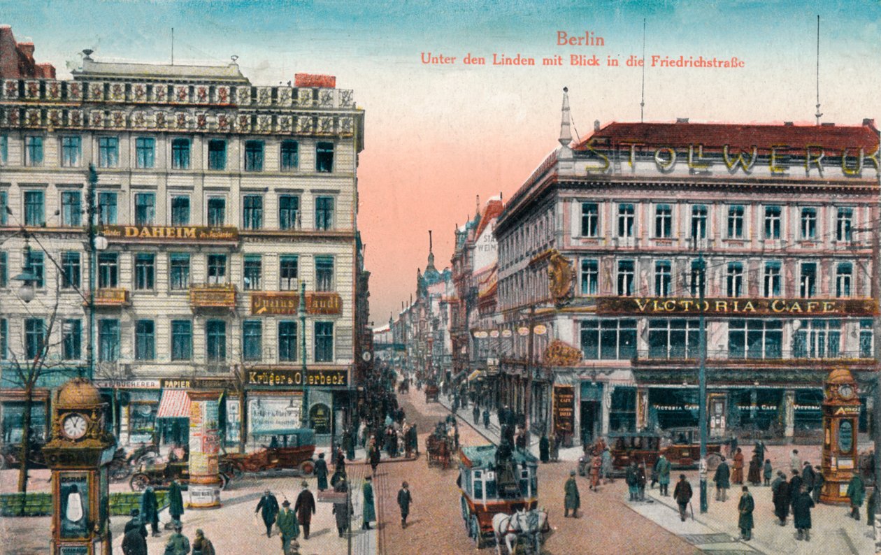 Berlín - Unter den Linden s výhledem na Friedrichstrasse, c1900 od Unbekannt