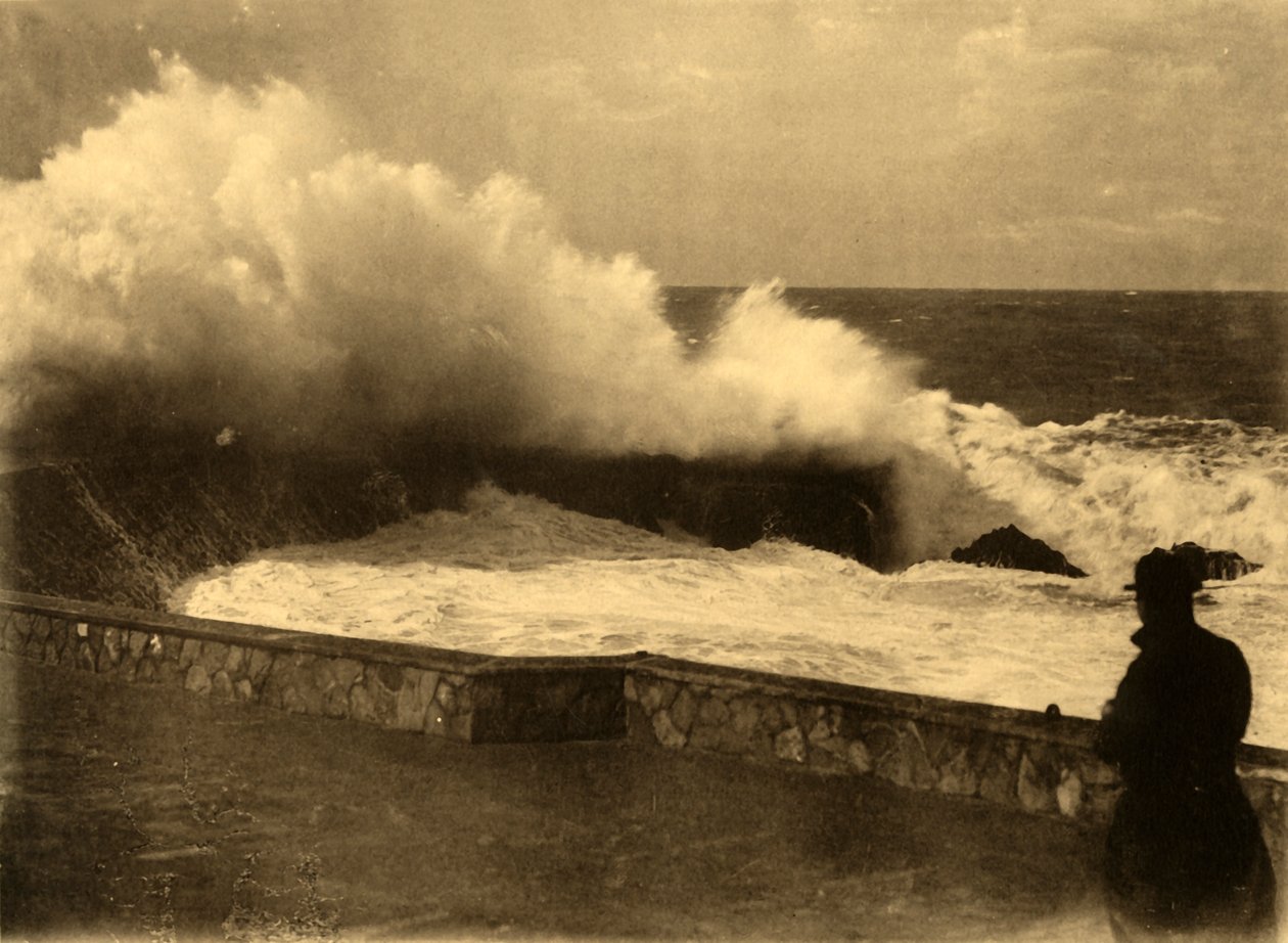 Biarritz - Vlnový efekt na přehradě Rocher de la Vierge, c1930. od Unbekannt