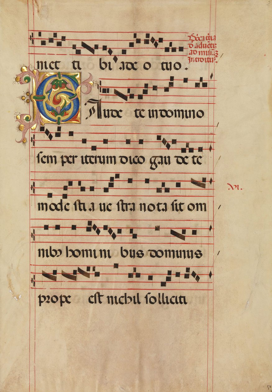 Bifolium s listovou iniciálou C, z graduálu, italského, druhá polovina 15. století. od Unbekannt