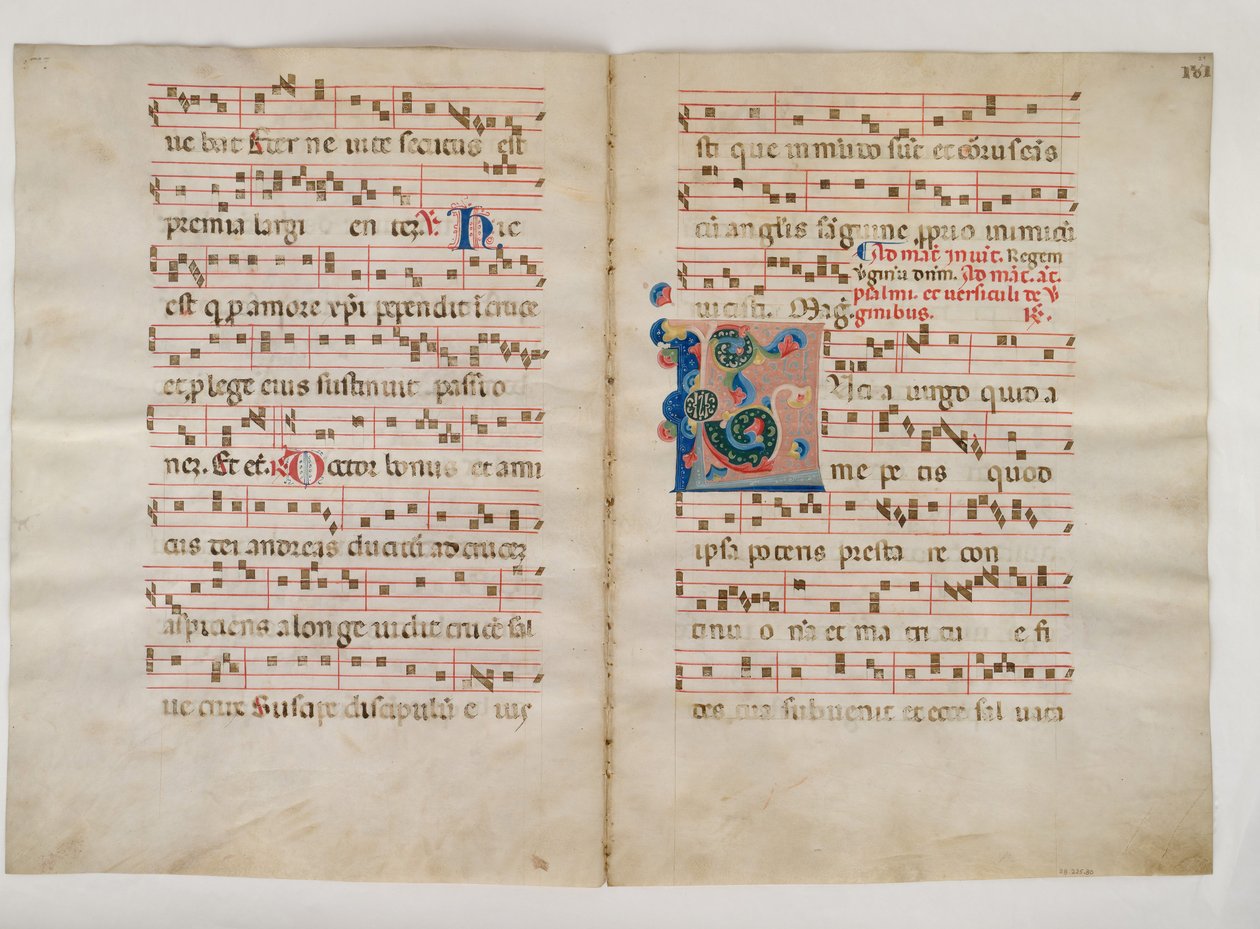 Bifolium s iniciálou L, z antifonáře, italština, 14. století. od Unbekannt