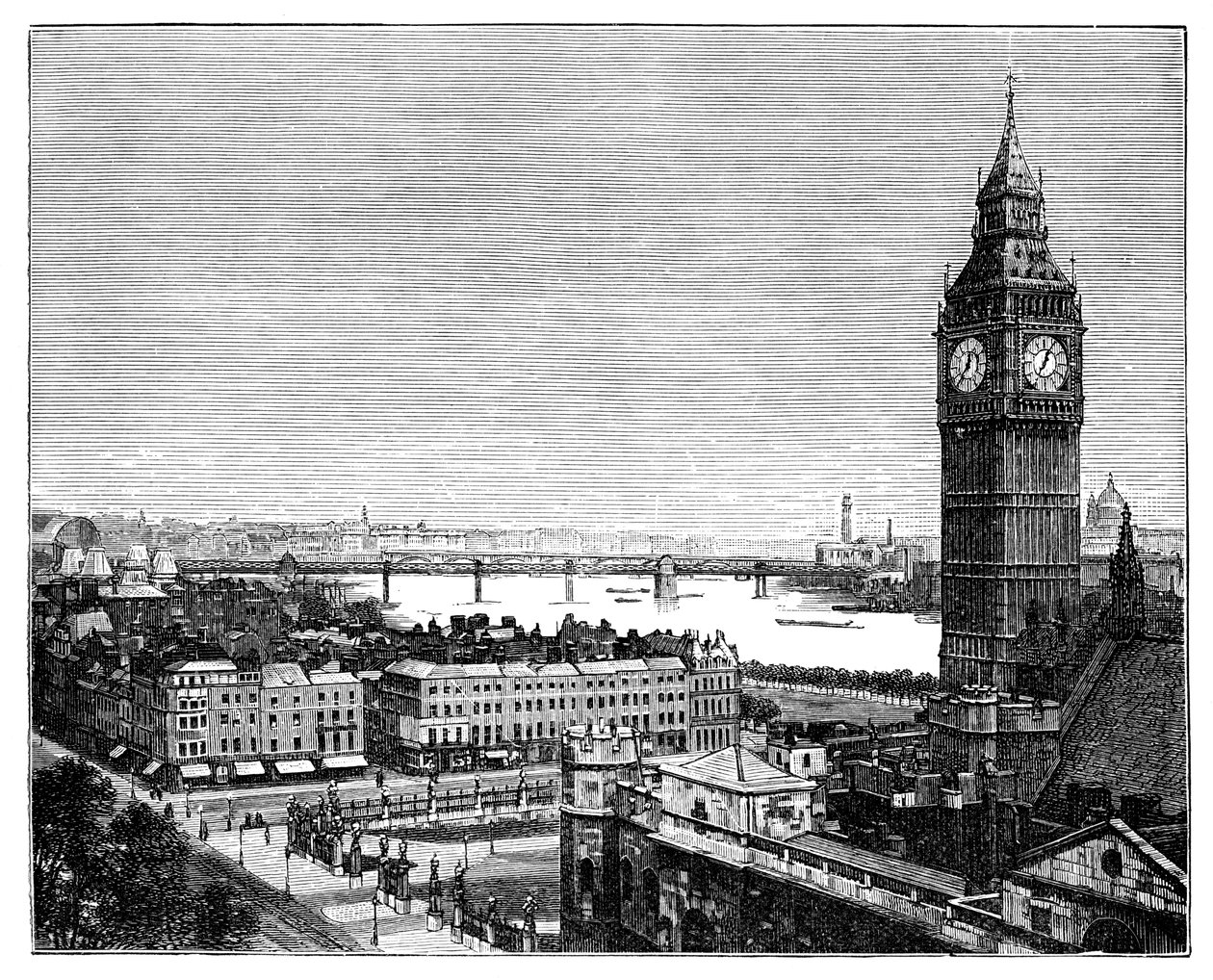 Big Ben a budovy parlamentu, Westminster, Londýn, 1870 od Unbekannt