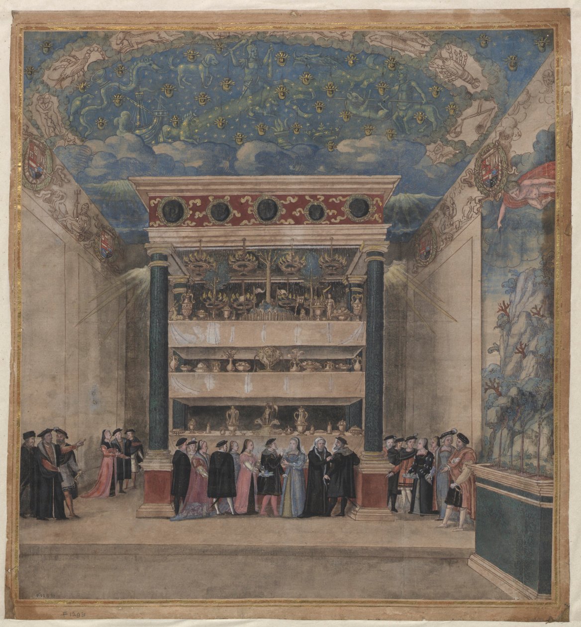 Palác Binche během oslav v srpnu 1549, 1549. od Unbekannt
