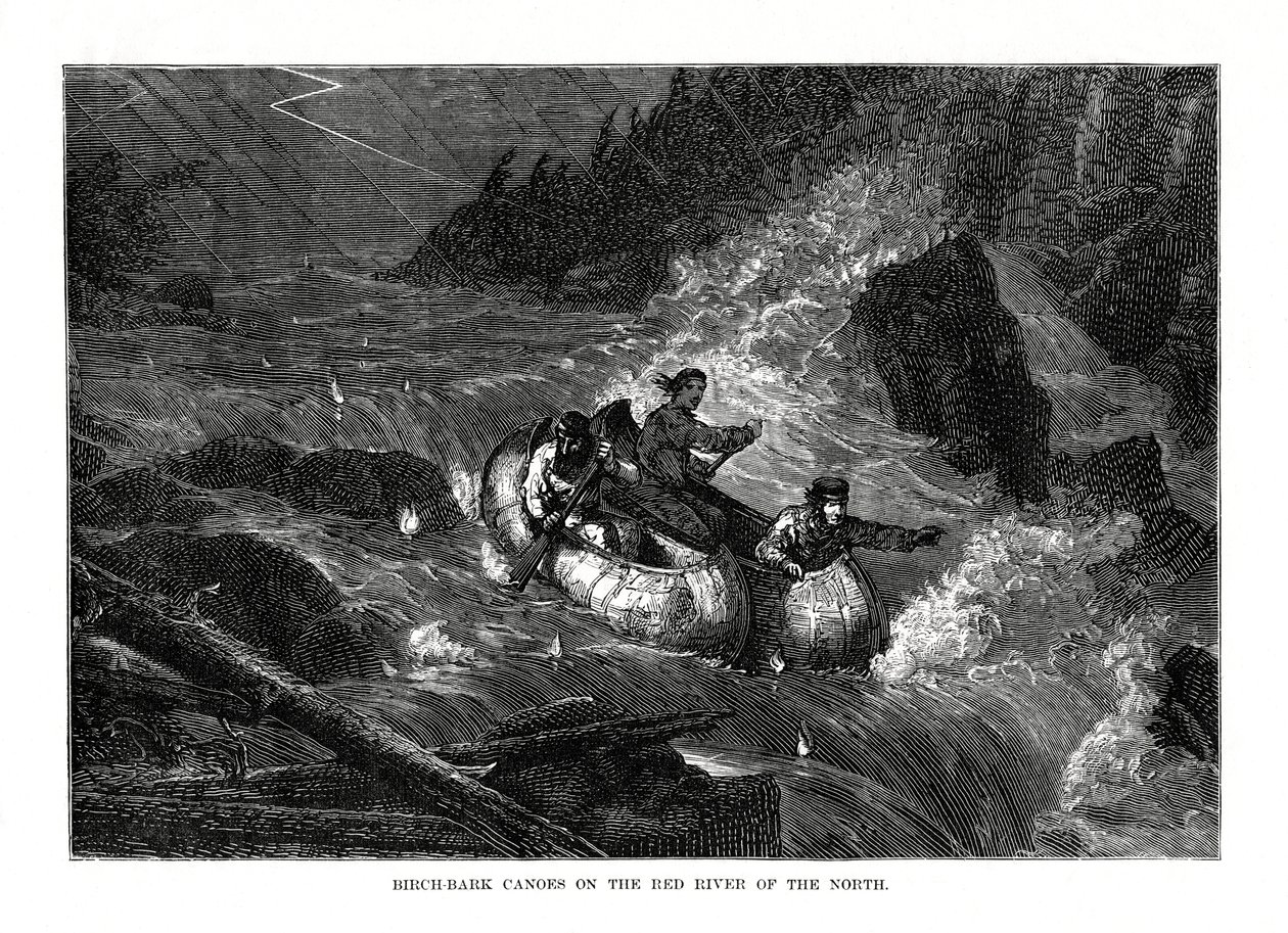 Kanoe z březové kůry na Rudé řece severu, Spojené státy americké, 1877 od Unbekannt