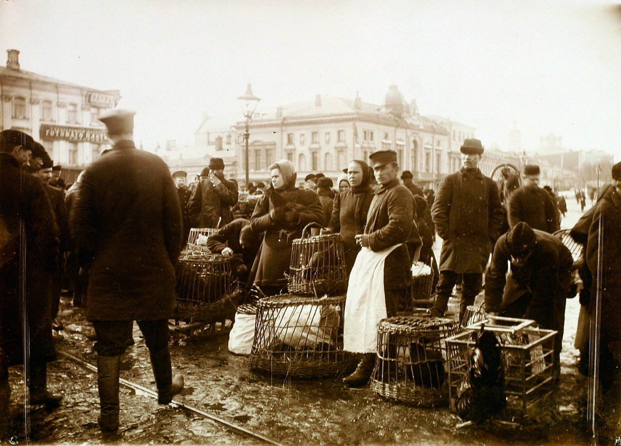 Ptačí trh, náměstí Trubnaya, Moskva, Rusko, 1908 od Unbekannt