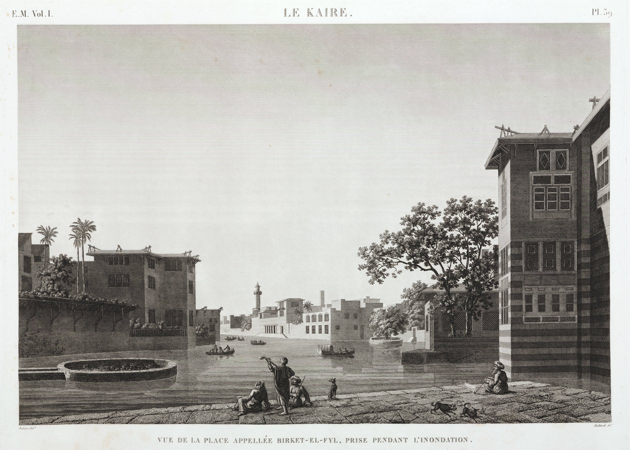 Birket-al-Fyl, Káhira, Egypt, během povodně, c 1798 od Unbekannt