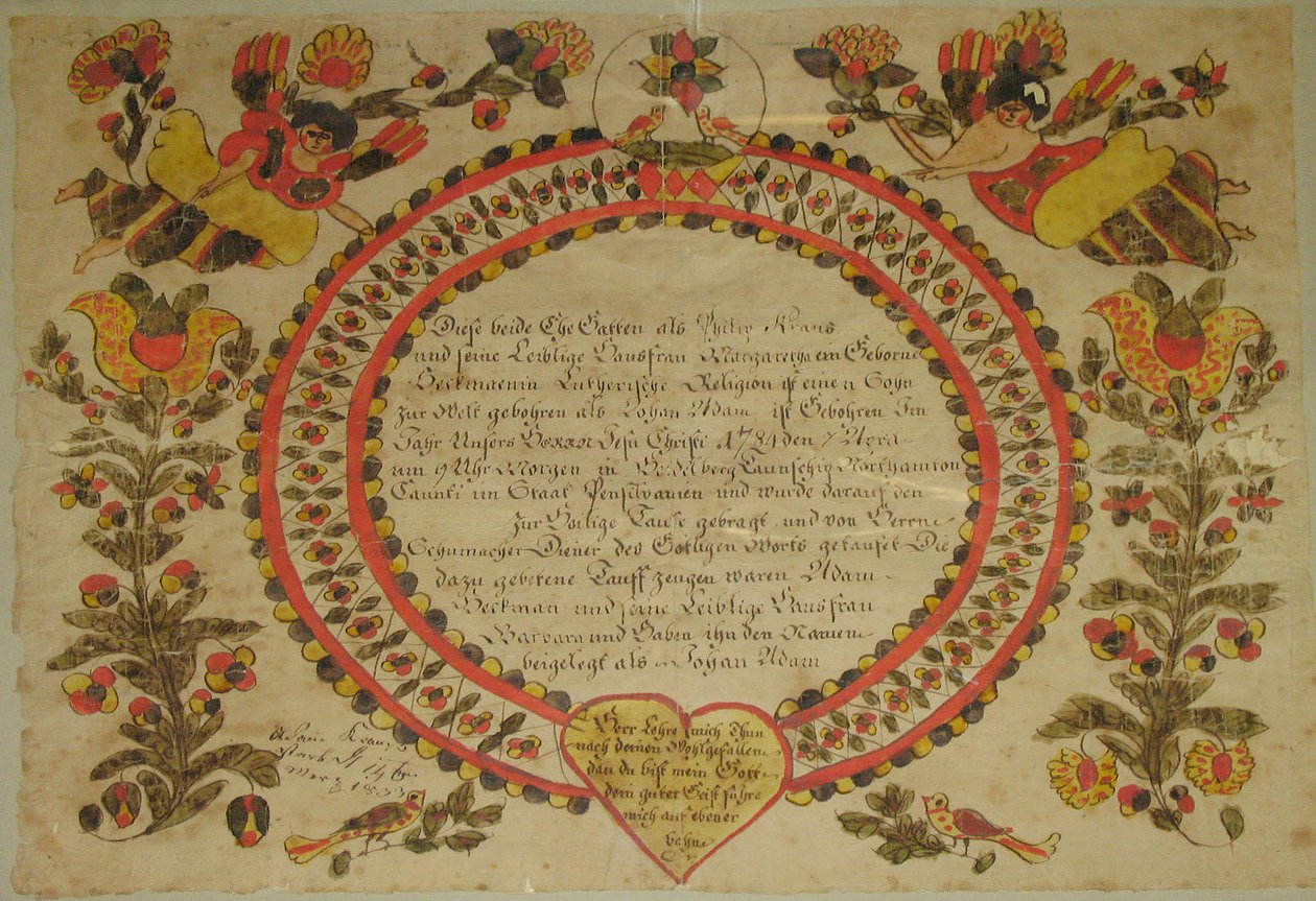 Rodný a křestní list, 1784. od Unbekannt