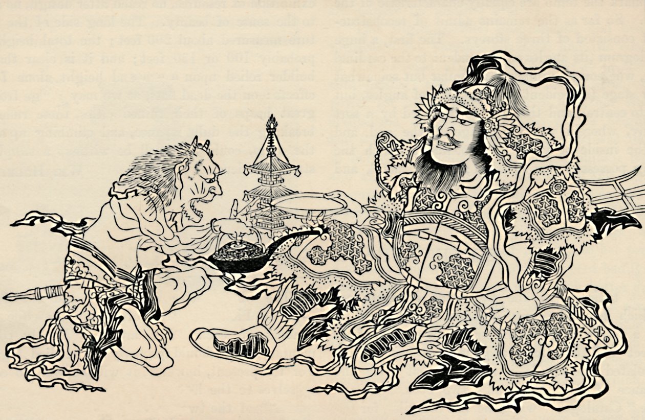 Bishamon a sloužící démon, 1886 od Unbekannt