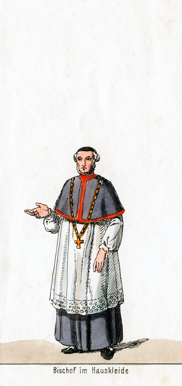 Biskup v domácích šatech, návrh kostýmů pro Shakespearovu hru, Jindřich VIII., 19. století od Unbekannt