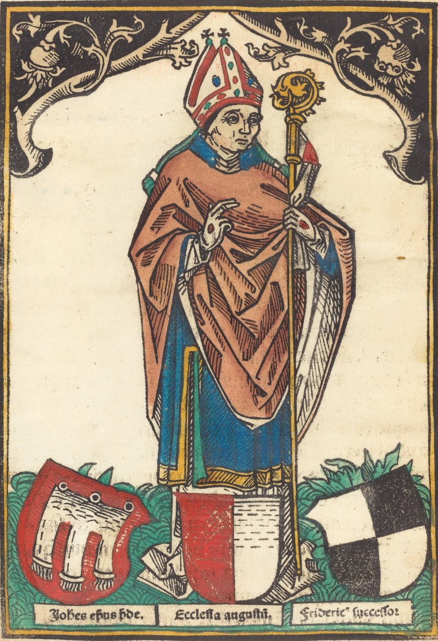 biskup z Augsburgu se třemi erby, c. 1485. od Unbekannt