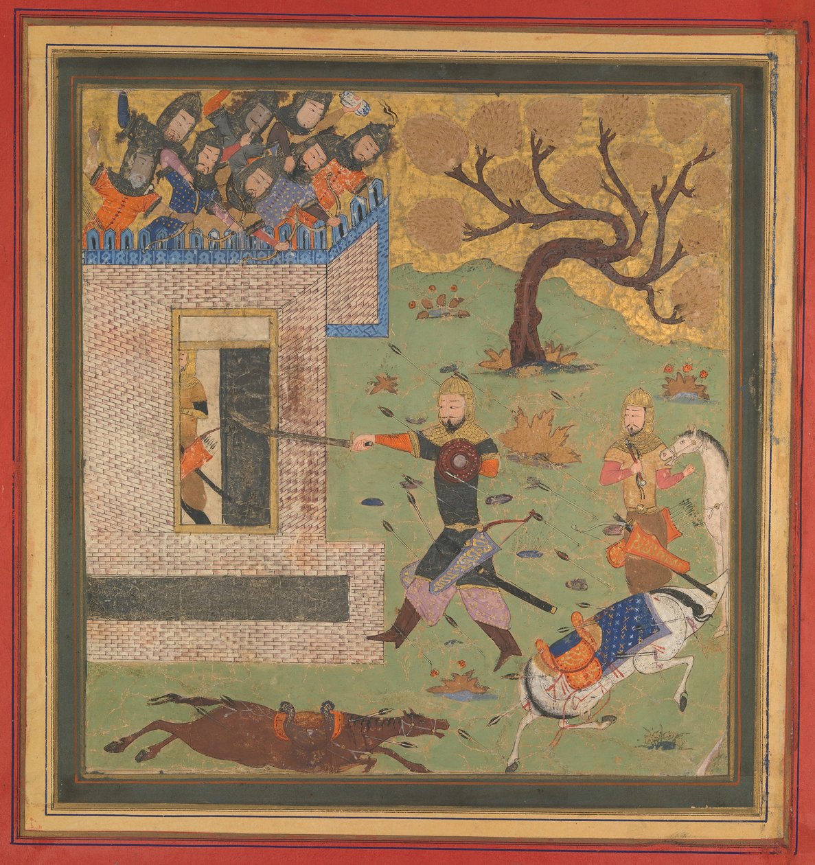 Bizhan donutí Faruda, aby se stáhl do své pevnosti, Folio z Shahnama Book of Kings, c1430-40. od Unbekannt