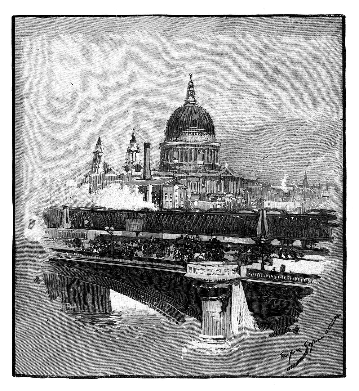 Blackfriars Bridge a St Pauls Cathedral, Londýn od Unbekannt