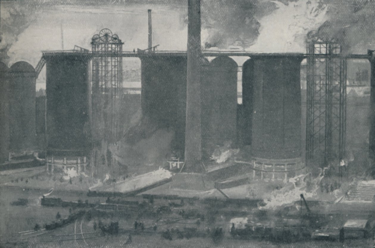 Vysoké pece v Bell Bros. Iron Works, Middlesborough, 1910 od Unbekannt