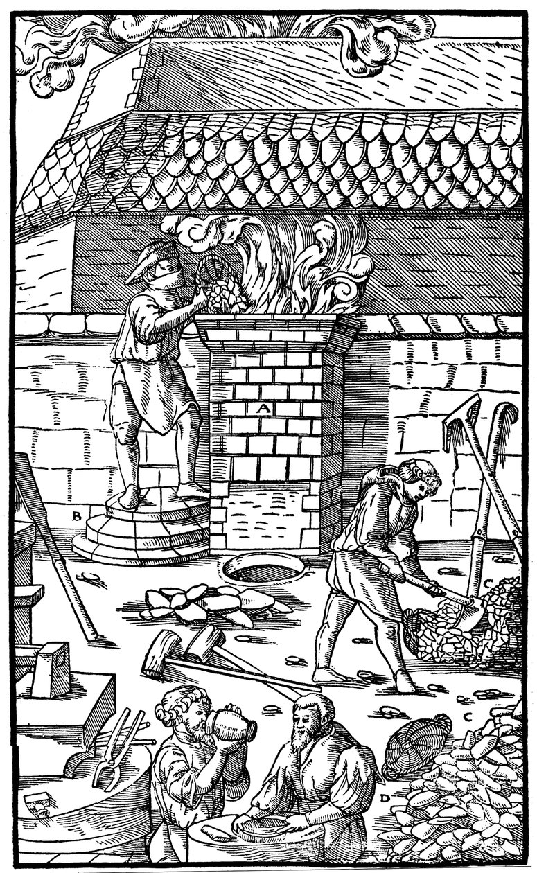 Vysoká pec na tavení železné rudy, 1556 od Unbekannt