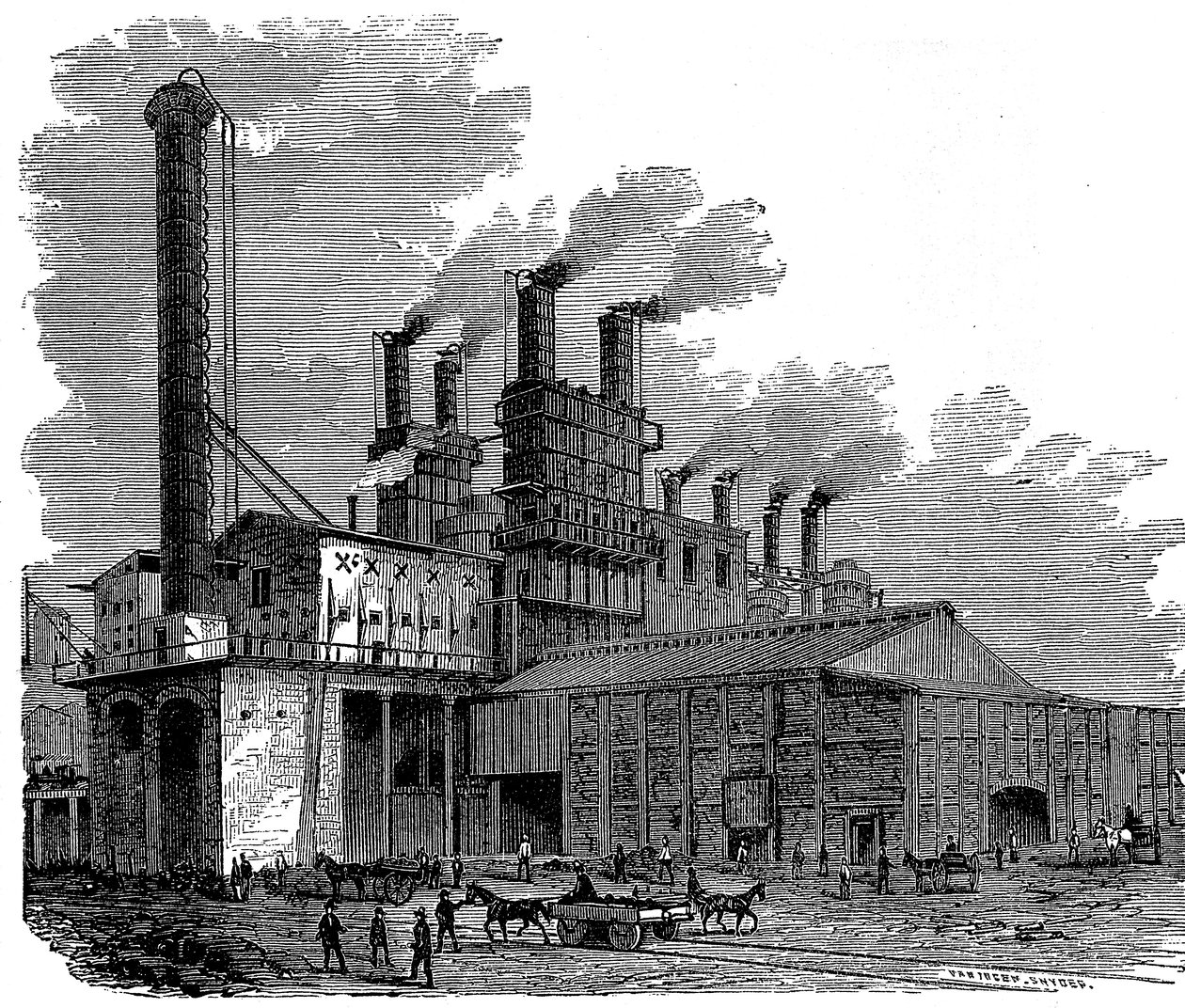 Vysoké pece ve Phoenix Iron and Bridge Works, Phoenixville, Pennsylvania, USA, 1873 od Unbekannt