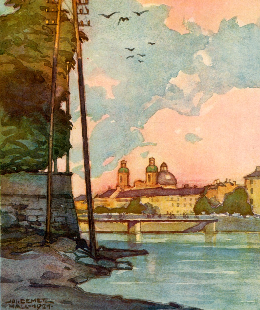 Blick auf Die Innbrucke, s výhledem na řeku Inn, c1929. od Unbekannt