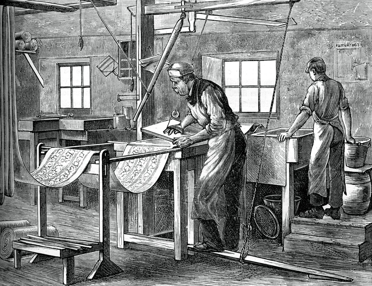 Blokové tiskárny v práci, c1880 od Unbekannt