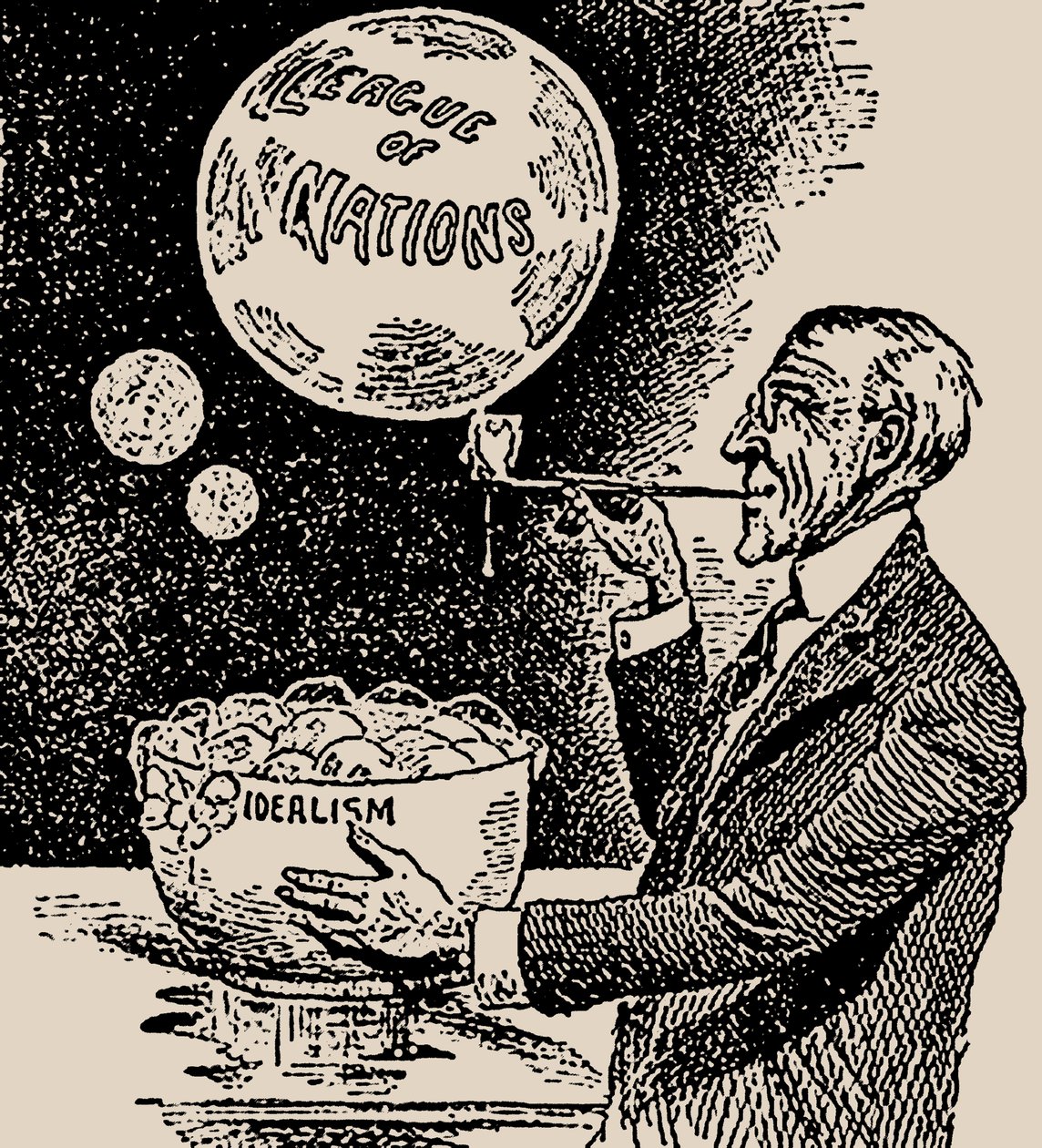 Vyfukování bublin. Woodrow Wilson a Společnost národů, 1919. od Unbekannt