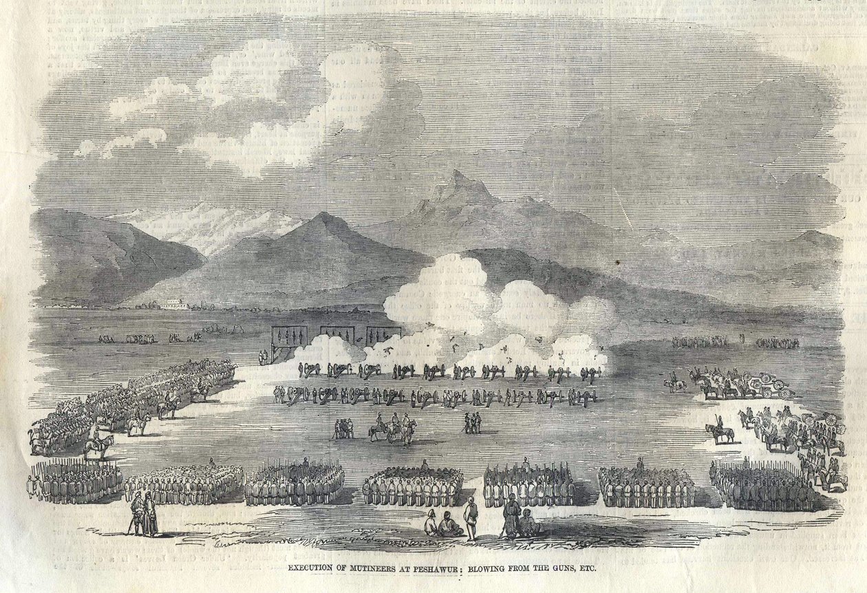 Foukání ze zbraní v Britské Indii, 1857 od Unbekannt