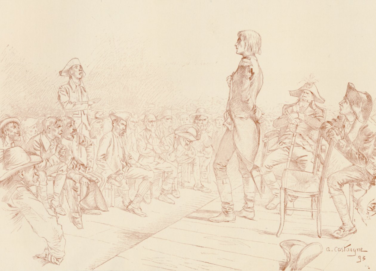 Bonaparte oslovuje Jacobin Club na Korsice, c1789, 1896 od Unbekannt