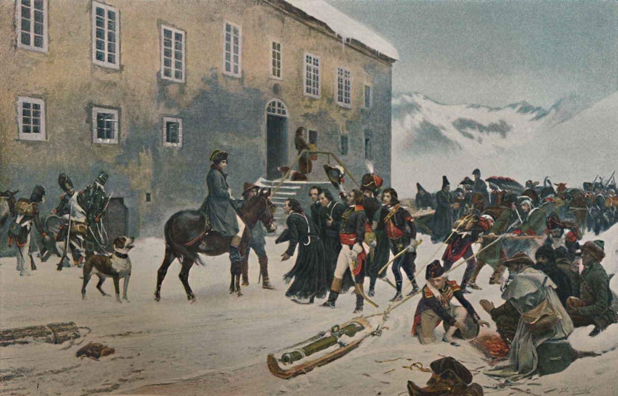 Bonaparte přijat mnichy z Mount St. Bernard. Průchod Alp, květen 1800, 1896 od Unbekannt