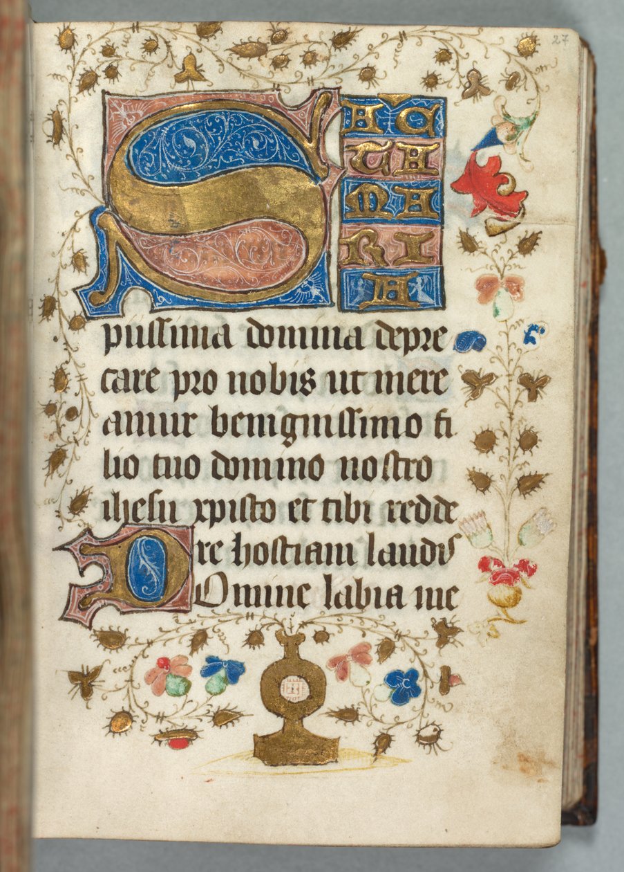 Kniha hodin Použití Metz: Fol. 27r, zdobené iniciály, c. 1440. od Unbekannt