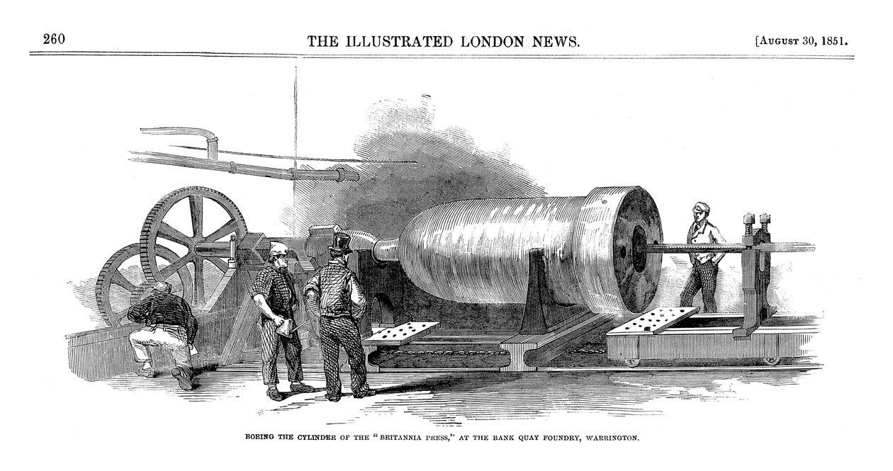 Vyvrtávání válce Britannia Press v Bank Quay Foundry, Warrington, 1851 od Unbekannt