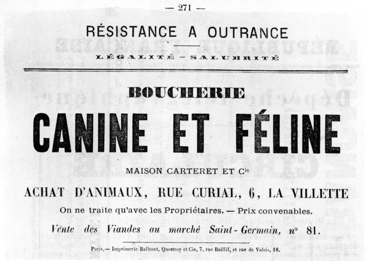 Boucherie Canine et Feline, z francouzských politických plakátů Pařížské komuny, květen 1871 od Unbekannt