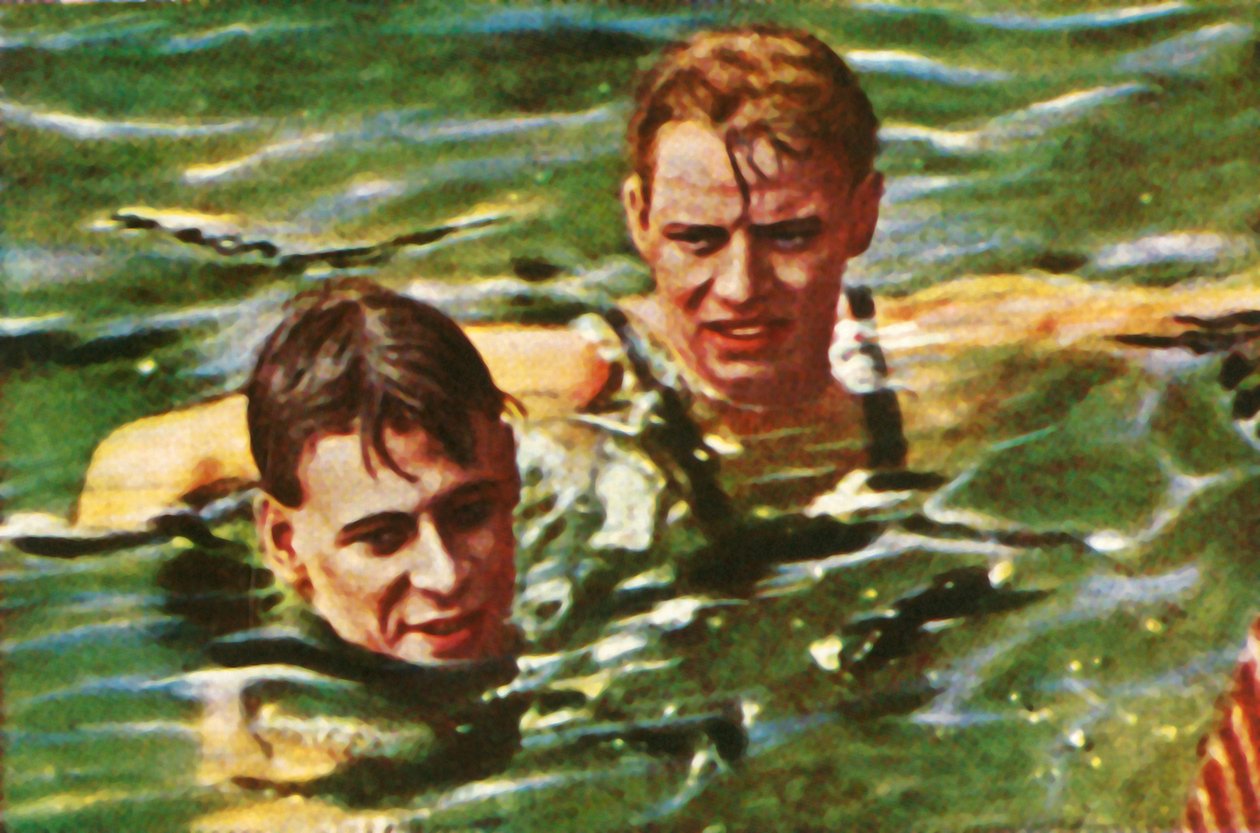 Chlapec Charlton z Austrálie a Arne Borg ze Švédska, 1928. od Unbekannt