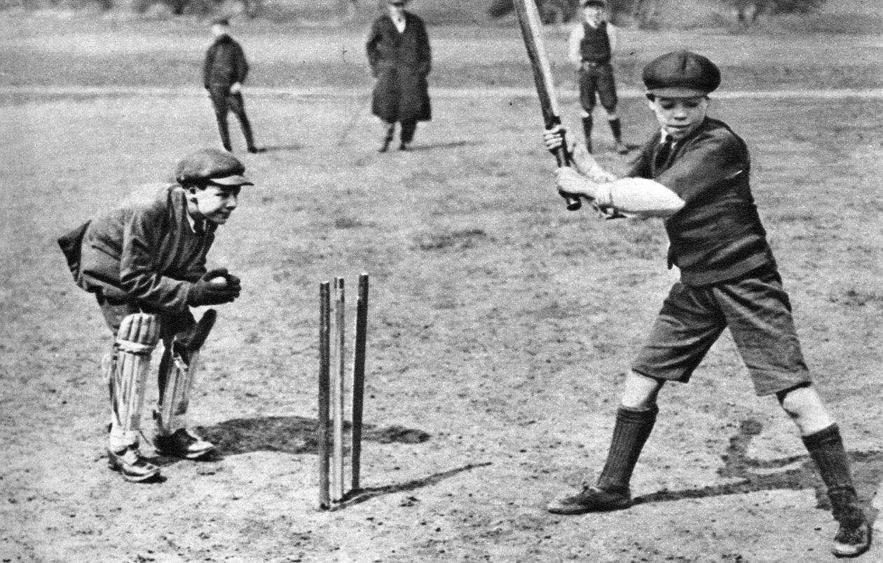 Chlapci hrají kriket v Parliament Hill Fields, Londýn, 1926-1927 od Unbekannt