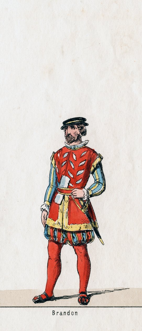 Brandon, návrh kostýmů pro Shakespearovu hru, Jindřich VIII., 19. století od Unbekannt