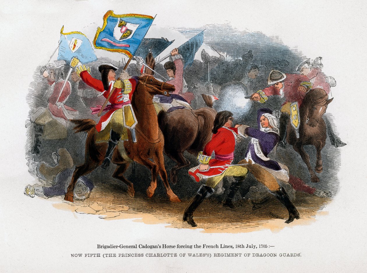 Brigádní generál Cadogans Horse nutící francouzskou linii, 18. července 1705 od Unbekannt